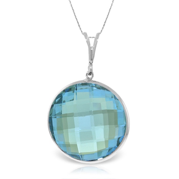 NECKLACE WITH CHECKERBOARD CUT ROUND BLUE TOPAZ